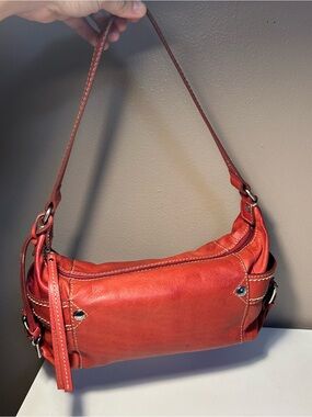 Fossil vintage east west shoulder bag Red Leather Key charm